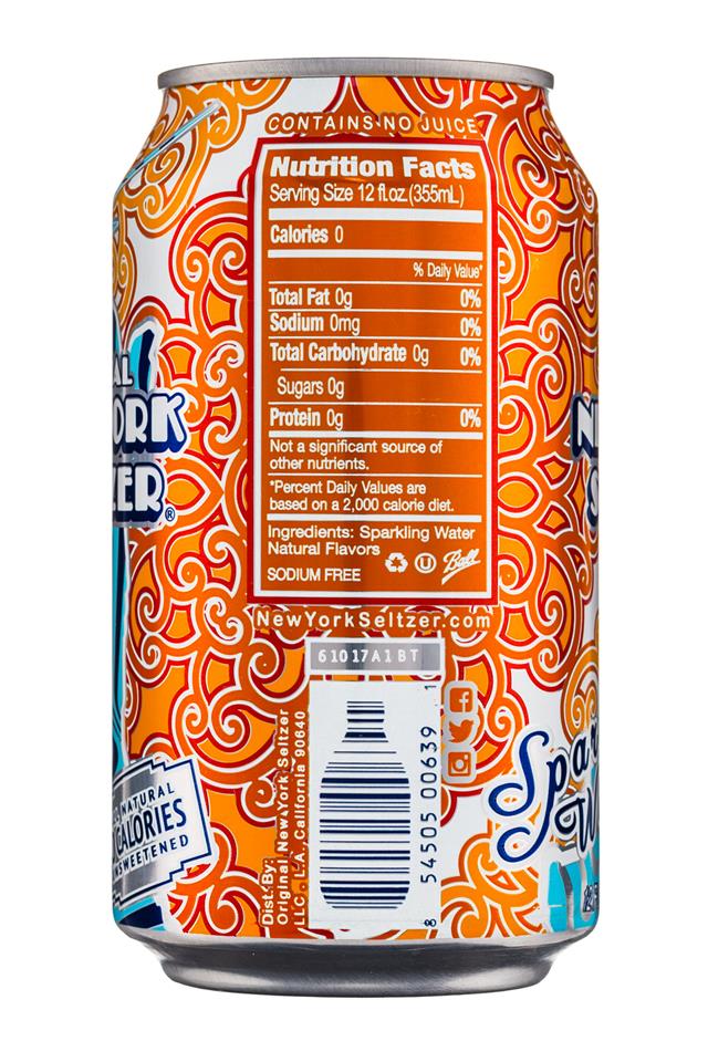 Original New York Seltzer: NYSeltzer-12oz-SparklingWater-Orange-Facts