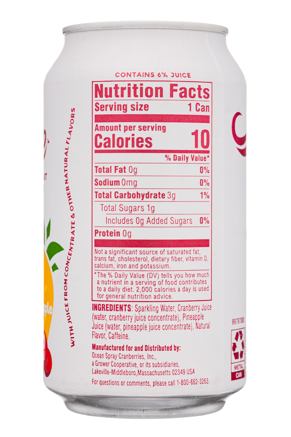 Ocean Spray Wave: OceanSpray-12oz-2021-Wave-50mgCaffeine-CranPineapple-Facts