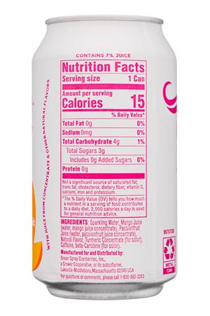 Ocean Spray Wave: OceanSpray-12oz-2021-Wave-50mgCaff-MangoPassion-Facts