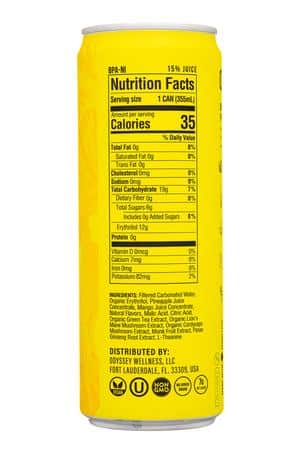 Odyssey Mushroom Elixir: Odyssey-12oz-2023-222-EnergyFocus-PineMango-Facts