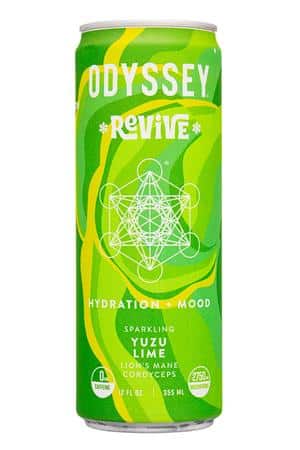 Odyssey Mushroom Elixir: Odyssey-12oz-2023-Revive-YuzuLime-Front