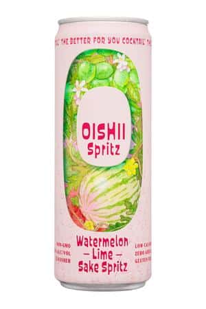 Oishii Sake: Oishii-12oz-2025-SakeSpritz-WatermelonLime