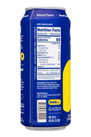 Oobli Sweet Iced Tea: Oobli-16oz-2023-Tea-Iced-Lemon-Facts