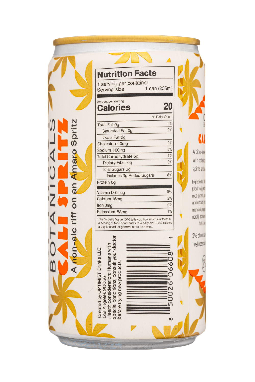 Optimist Botanicals: OptimistBotanicals-8oz-2024-CaliSpritz-Facts