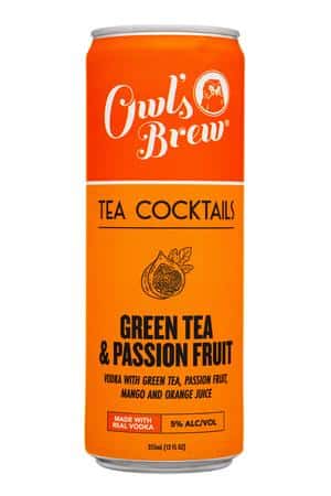 Owl's Brew: OwlsBrew-12oz-2023-TeaCocktail-GreenTeaPassion