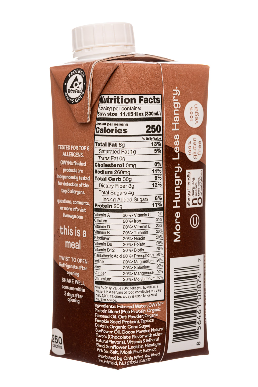 OWYN: Only What You Need: Owyn-11oz-2024-MealReplacementShake-Choc-Facts