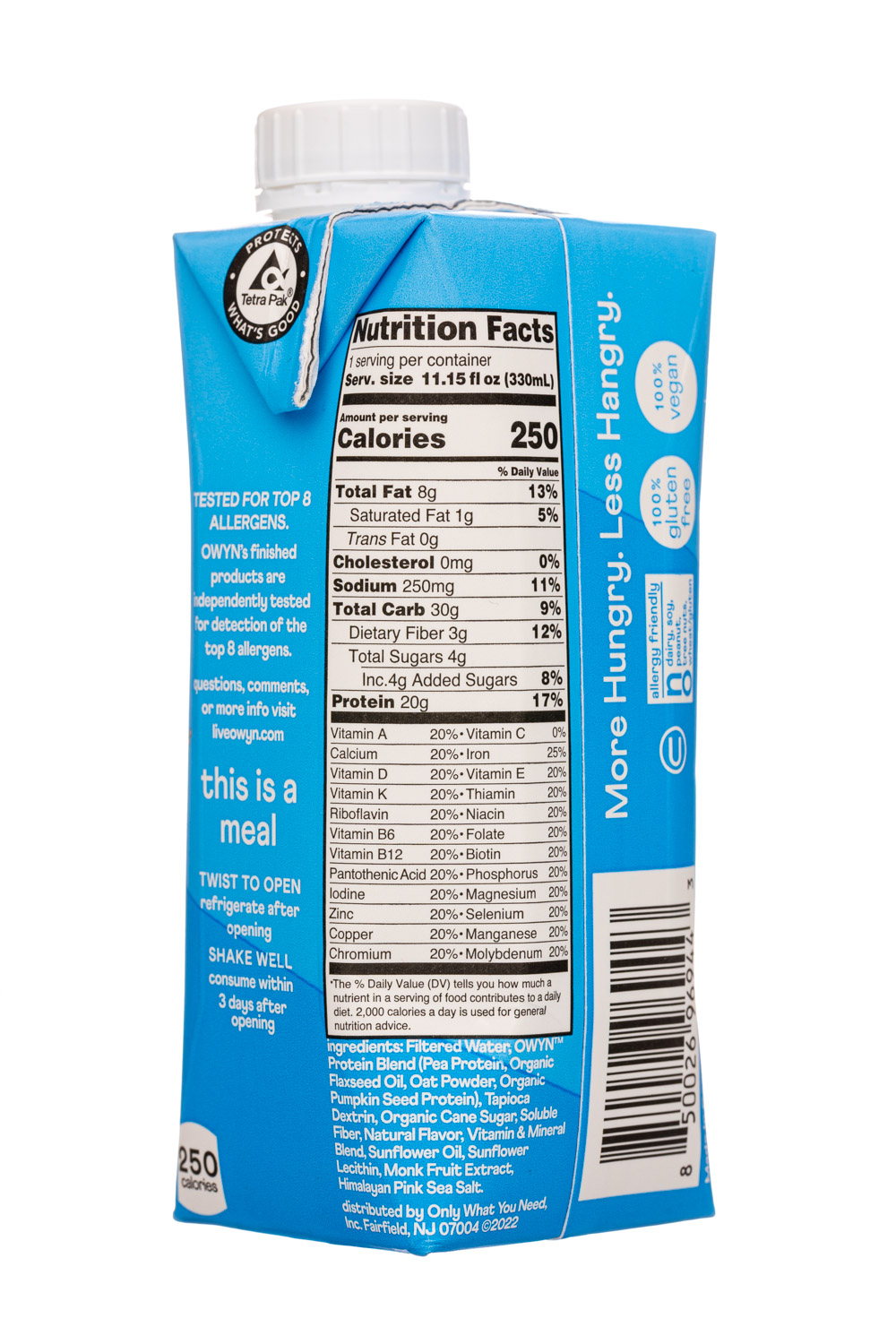 OWYN: Only What You Need: Owyn-11oz-2024-MealReplacementShake-Vanilla-Facts