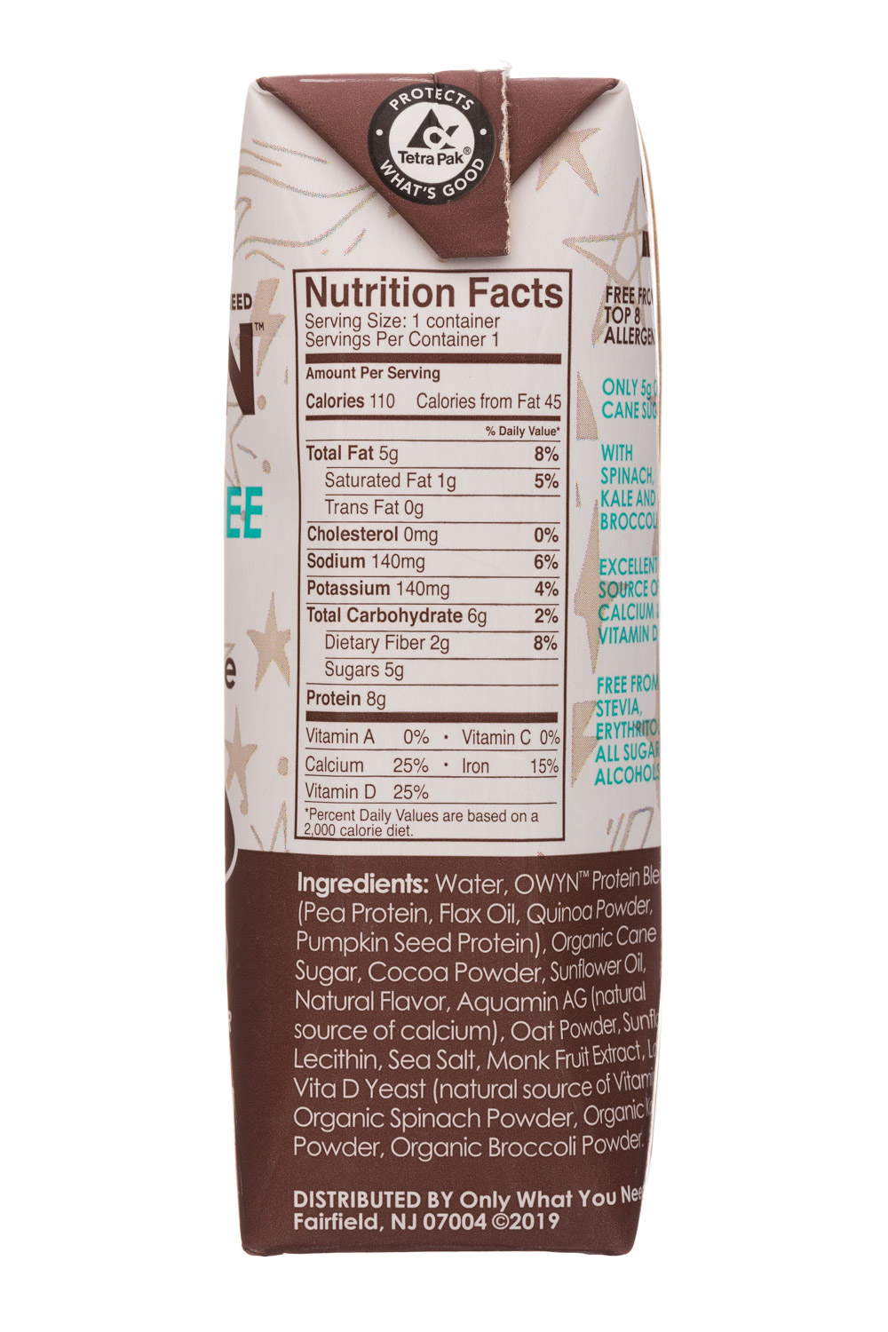 OWYN: Only What You Need: OWYN-9oz-DairyFreeMilk-Choc-Facts