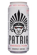 Patria Energy Drink: Patria-16oz-EnergyDrink-0Sugar-Front