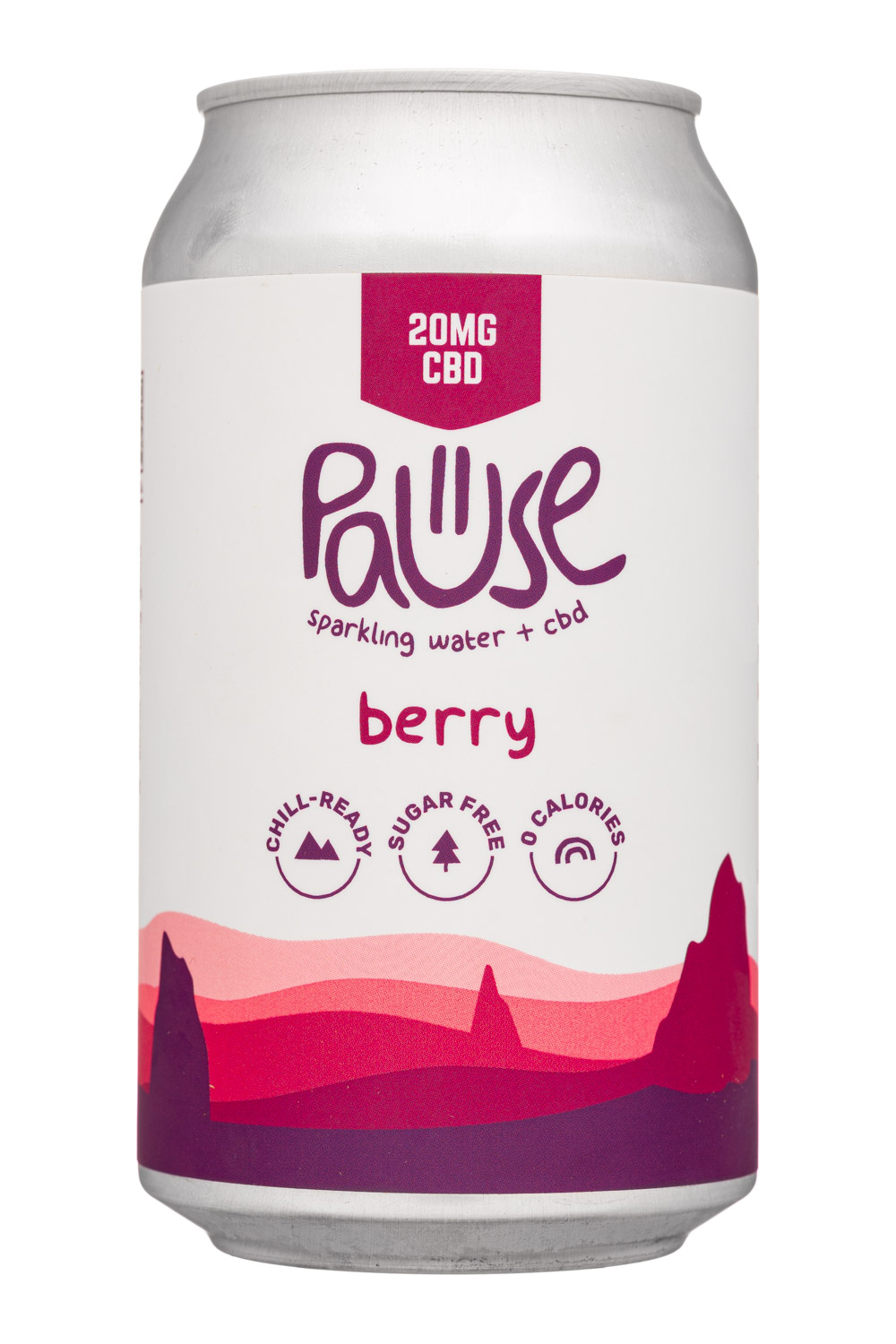 Pause Sparkling Water: Pause-12oz-2023-SparklingCBD-Berry-Front