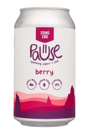 Pause Sparkling Water: Pause-12oz-2023-SparklingCBD-Berry-Front