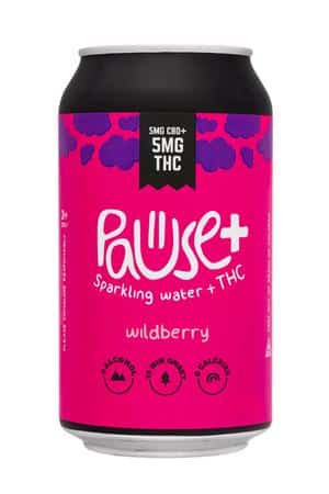 Pause Sparkling Water: Pause-12oz-2024-THCSparkling-Wildberry-Front