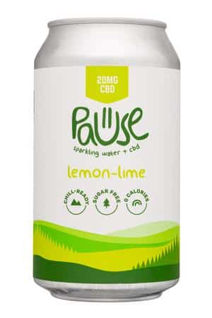 Pause Sparkling Water: Pause-12oz-2023-SparklingCBD-LemonLime-Front