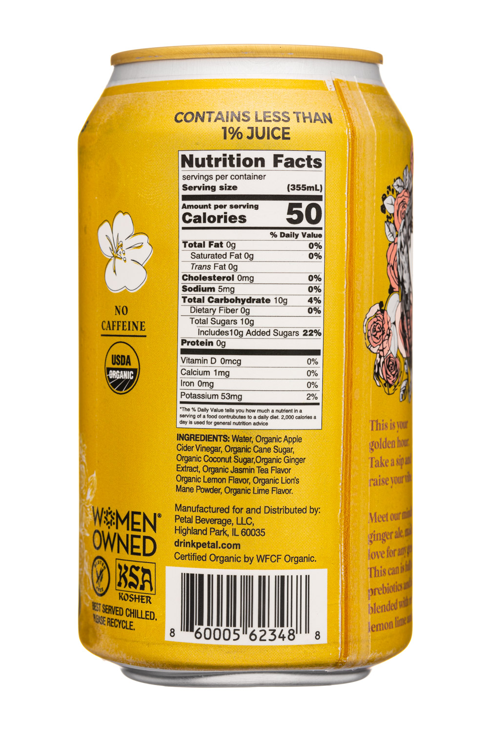 Petal: Petal-12oz-2023-GingerAle-LemonLimeJasmine-Facts