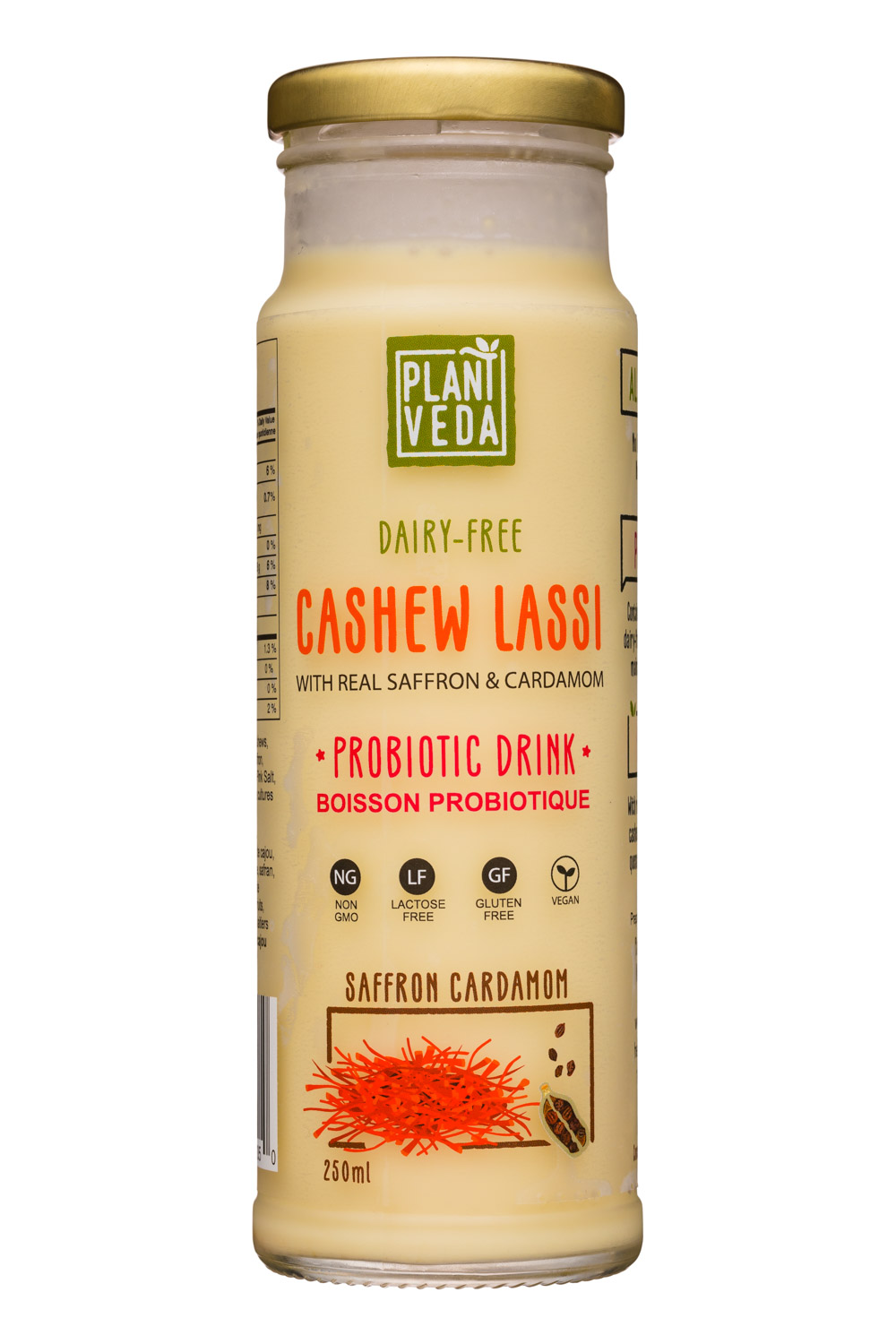 Plant Veda: PlantVeda-250ml-CashewLassi-SaffronCardamom-Front