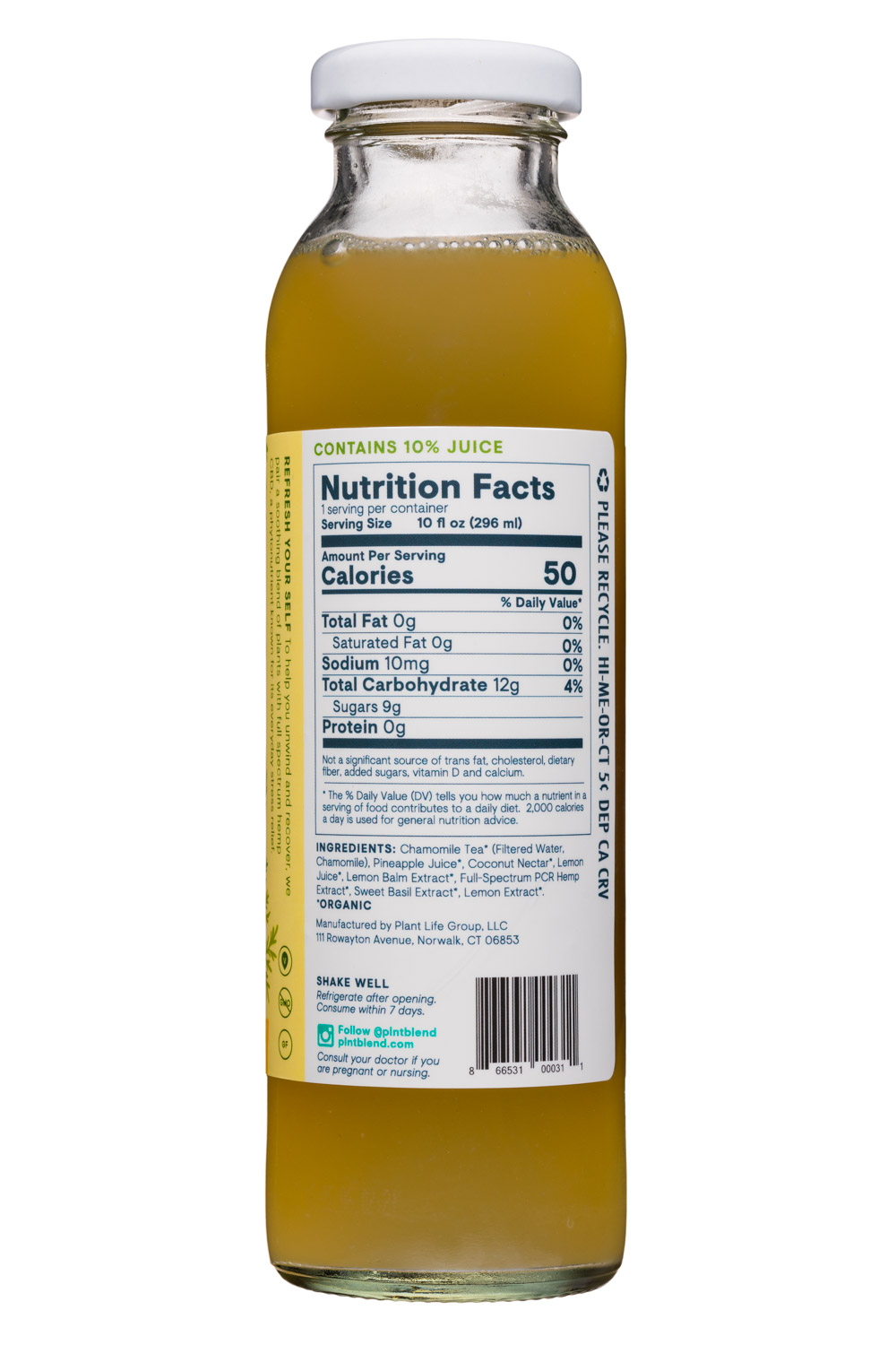 PLNT Blend: HempInfused-PineappleChamomile-Facts