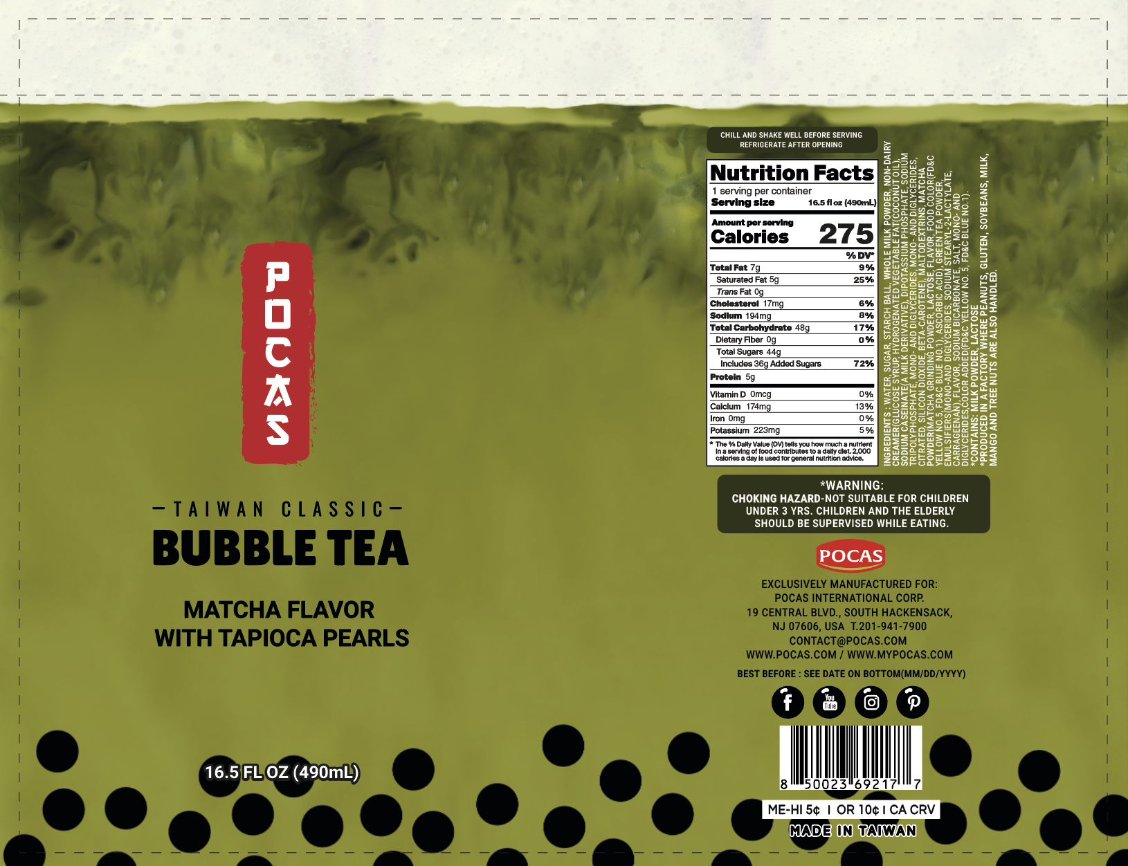 Pocas Bubble Tea: Photo of Pocas Bubble Tea: Matcha Flavor with Tapioca Pearls - Pocas Bubble Tea (uploaded by company)
