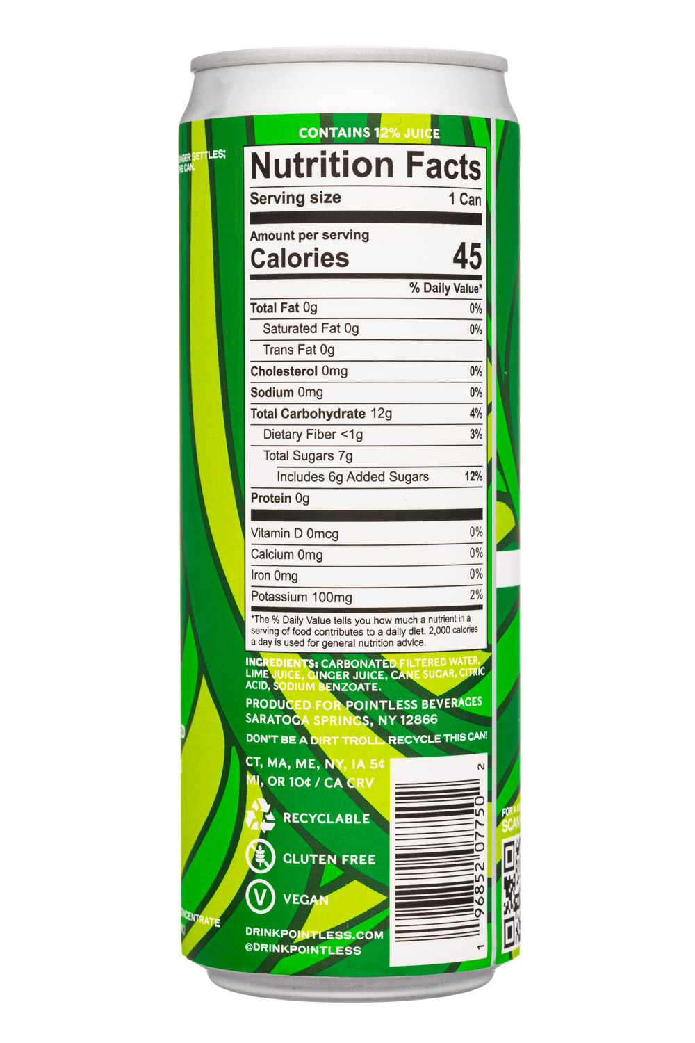 Pointless: Pointless-12oz-2023-GingerAle-Lime-Facts