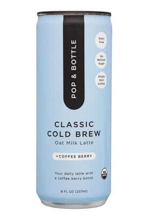 Pop & Bottle: PopAndBottle-8oz-2023-OatMilkLatte-Classic-Front