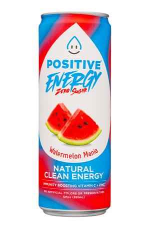 Positive Beverage: PositiveBeverage-12oz-2022-ZeroSugar-WatermelonMania-Front