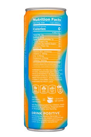 Positive Beverage: PositiveBeverage-12oz-2022-ZeroSugar-PoppinOrange-Facts