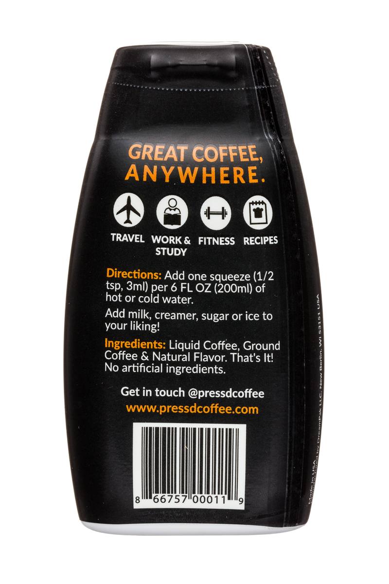 Press'd Coffee: Pressd-2oz-CoffeeConcentrate-Caramel-Facts