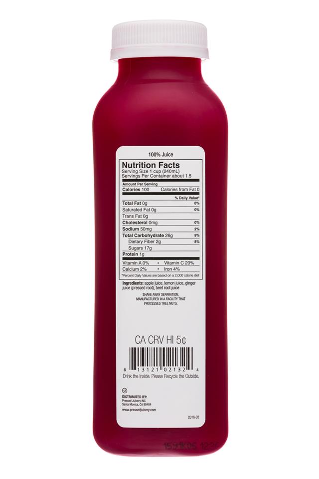 Pressed Juicery: PressedJuicery-12oz-ColdPressed-RootsWGinger-Facts