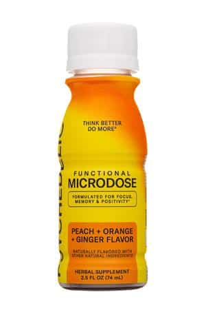 Psychedelic Water: PsychadelicWater-3oz-2022-Microdose-PeachOrangeGinger-Front