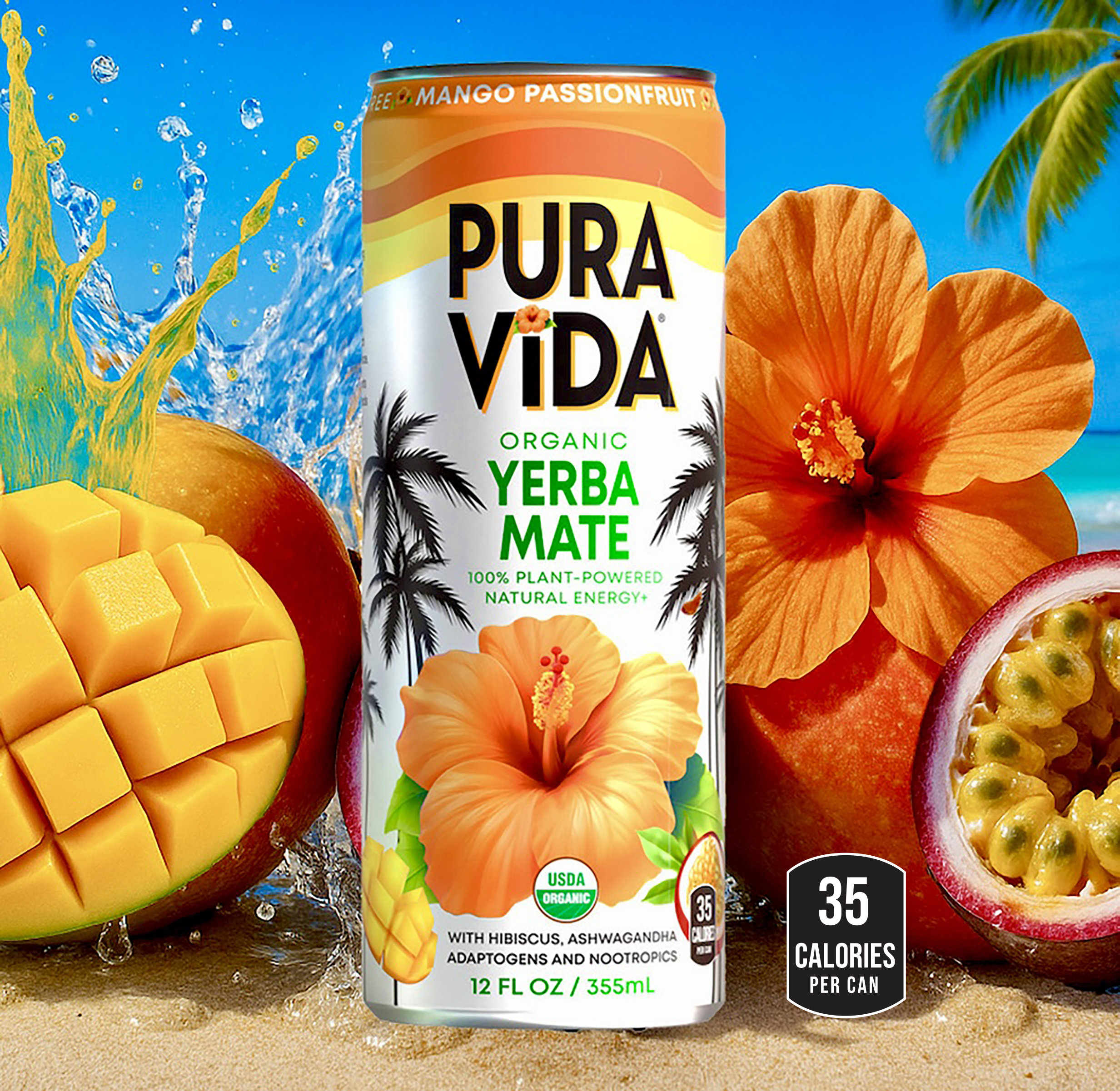 Pura Vida: Photo of Mango Passionfruit:  Pura Vida Yerba Mate - Pura Vida (uploaded by company)