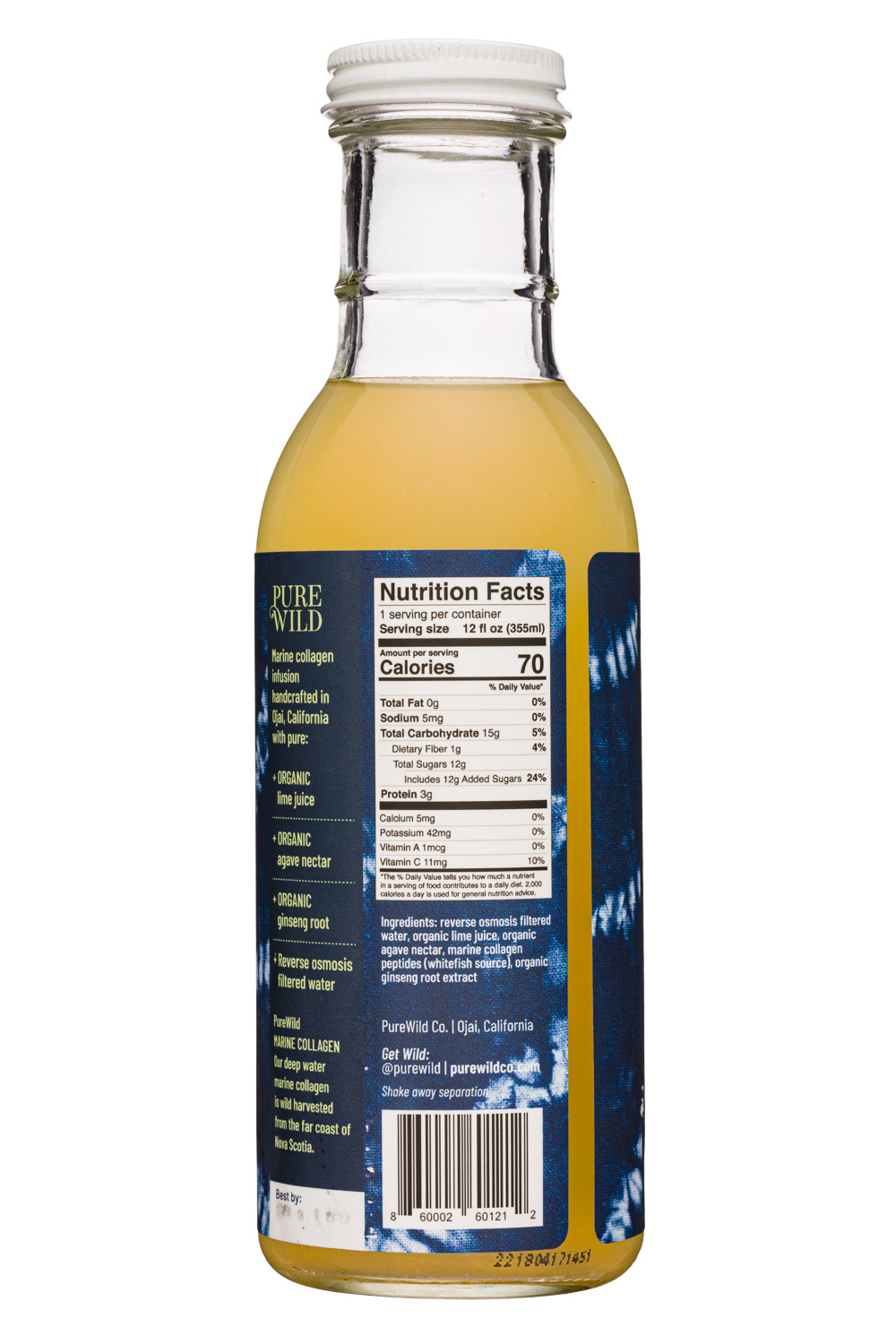PureWild: PureWild-12oz-Collagen-LimeAgaveGinseng-Facts