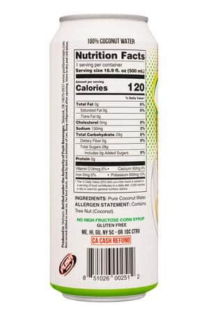 Push Soda: PushBeverages-17oz-2024-Juice-Coconut-Facts