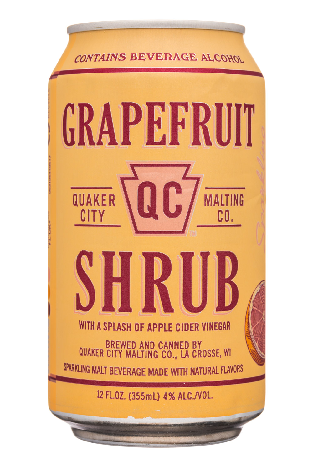 QC Malt: QuakerCityMaltingCo-12oz-Shrub-Grapefruit