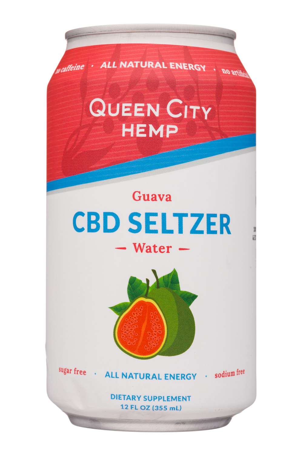 Queen City Hemp: QueenCityHemp-12oz-CBDSeltzer-Guava-Front