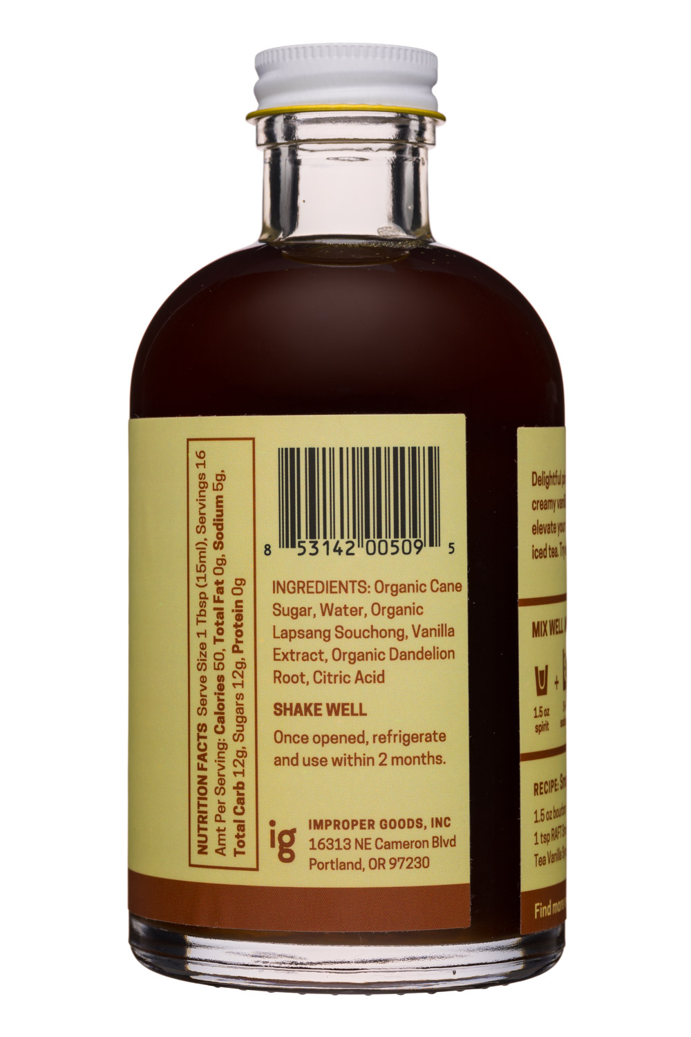 Raft : Raft-250ml-Syrup-SmokedTeaVanilla-Facts