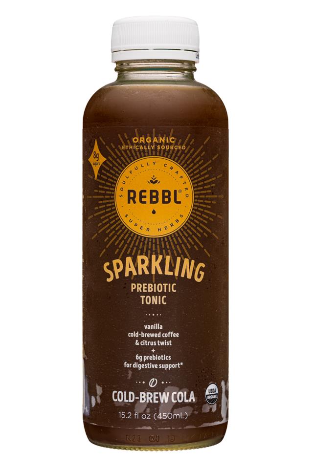 REBBL Tonic: Rebbl-15oz-SparklingPrebioticTonic-ColdBrewCola-Front
