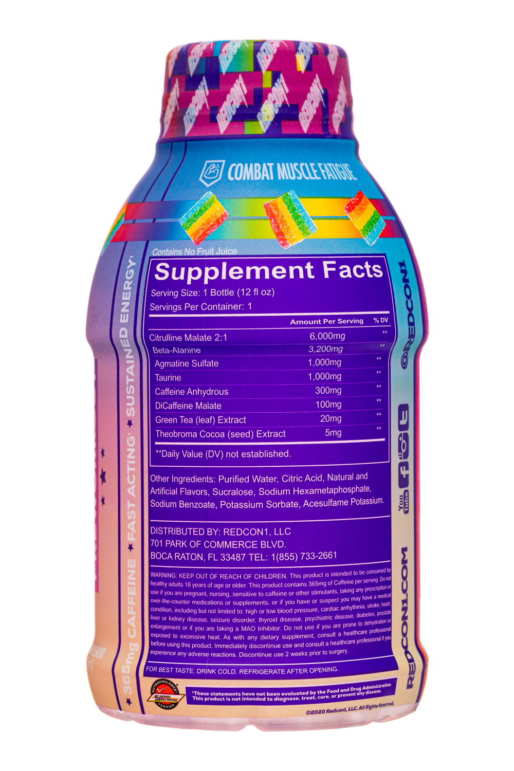 RedCon1: Redcon1-12oz-2024-TotalWar-Preworkout-RainbowCandy-Facts