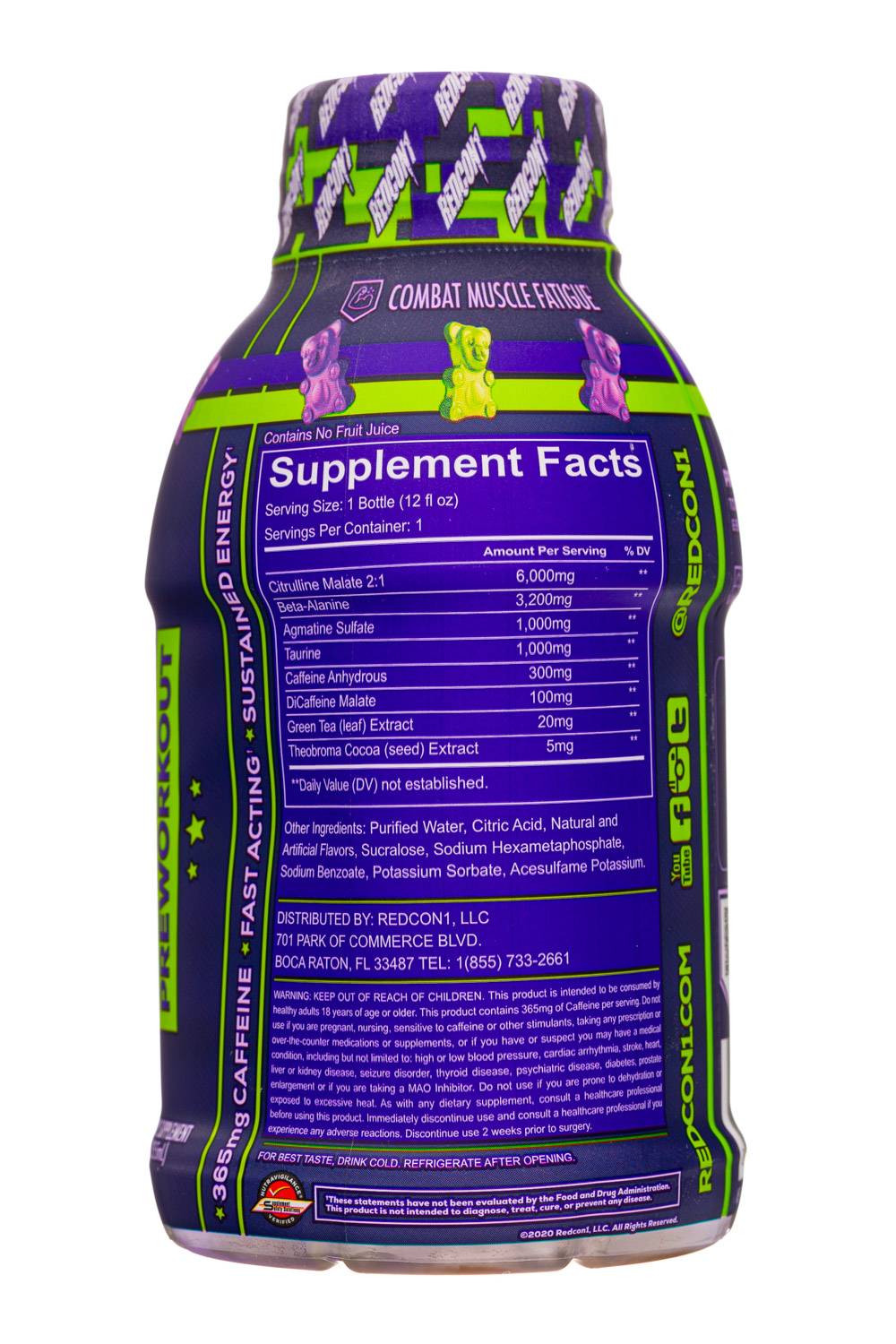 RedCon1: Redcon1-12oz-2024-TotalWar-Preworkout-SourGummyBear-Facts