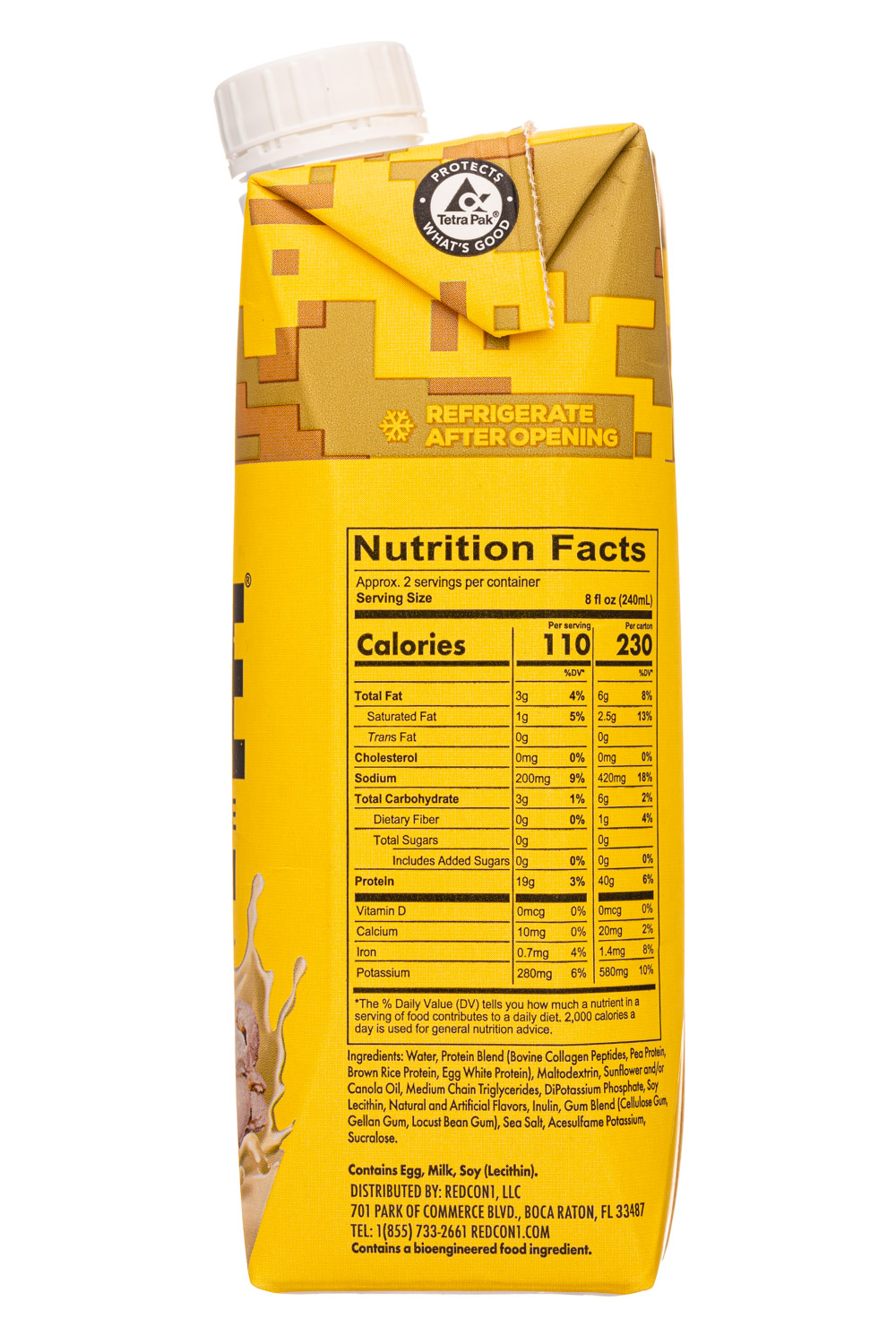 RedCon1: Redcon1-17oz-2023-MRE-ProteinShake-VanillaMilk-Facts