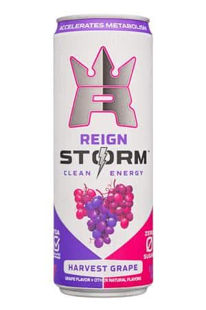 Reign Storm: Reign-12oz-2023-Storm-HarvestGrape-Front