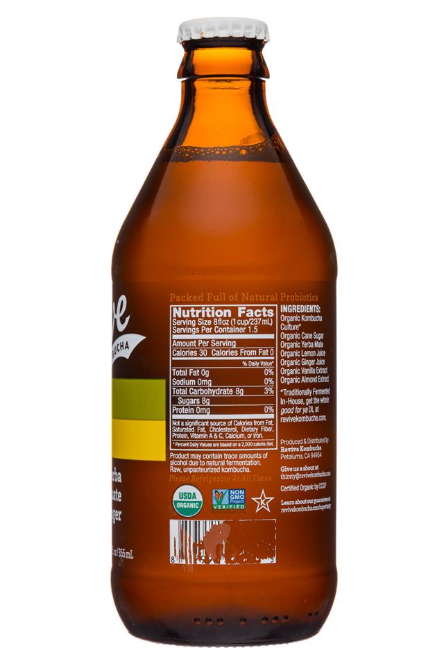 Revive Kombucha: Revive-12oz-Kombucha18-YerbaMateGinger-Facts