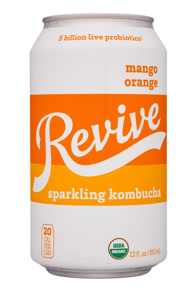 Revive Kombucha: Revive-12ozCan-SparklingBuch-MangoOrange-Front