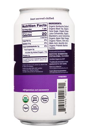 Revive Kombucha: Revive-12oz-2021-SparkProbiotic-BlackberryGrape-Facts