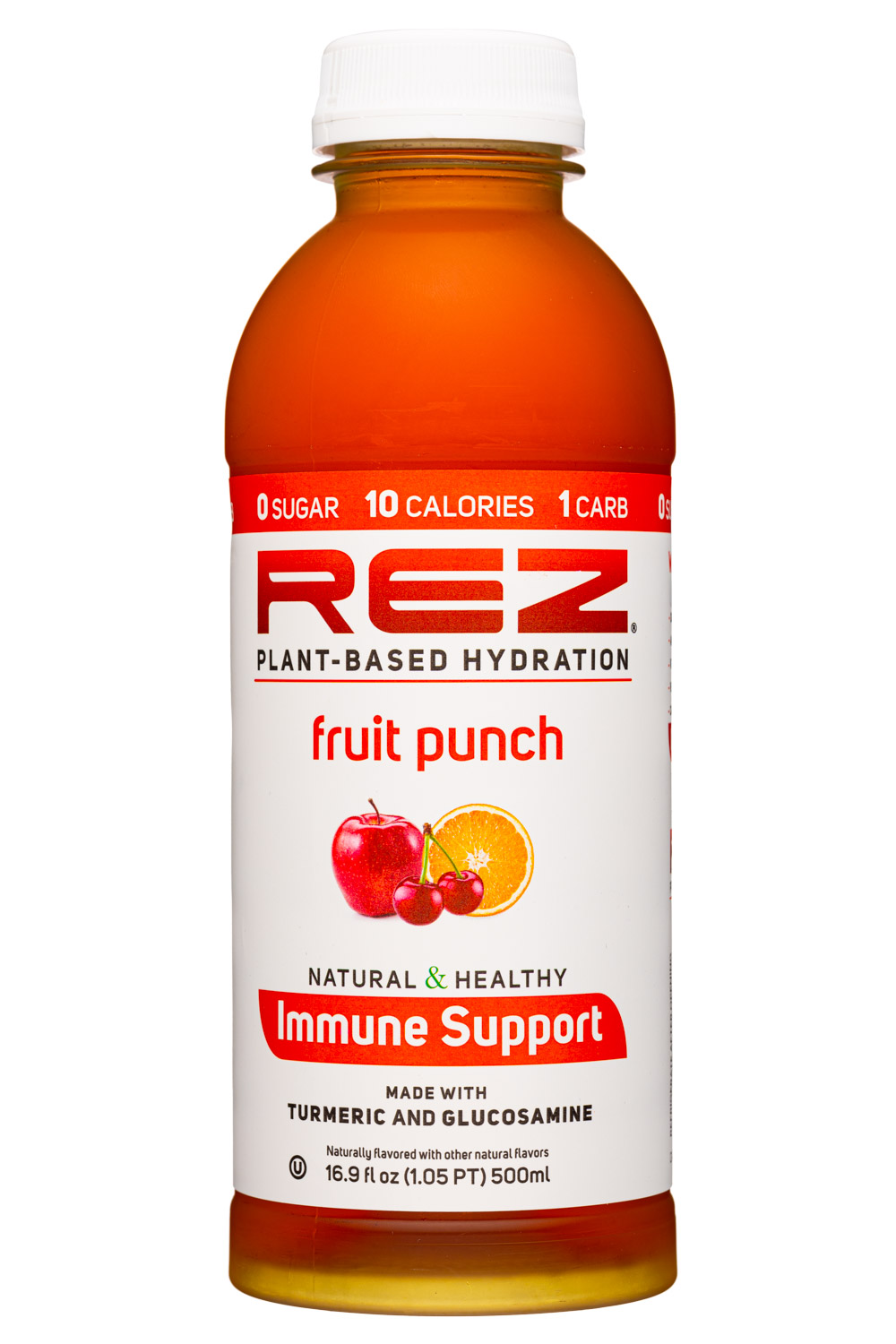 Rez Plant-Based Hydration: Rez-17oz-2021-ImmuneSupport-FruitPunch-Front