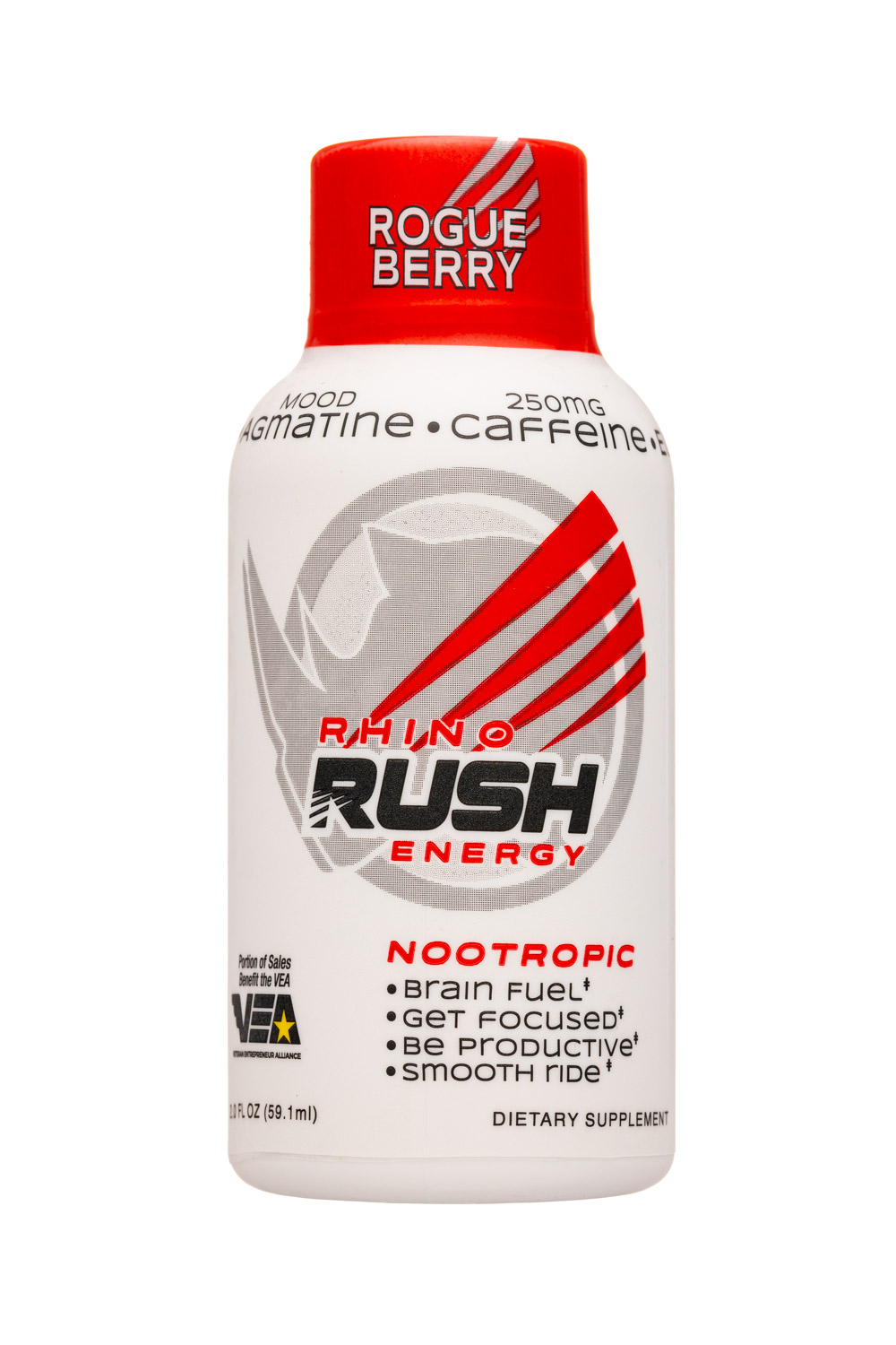 Rhino Rush Energy: RhinoRush-59ml-2024-Nootropic-RogueBerry-Front