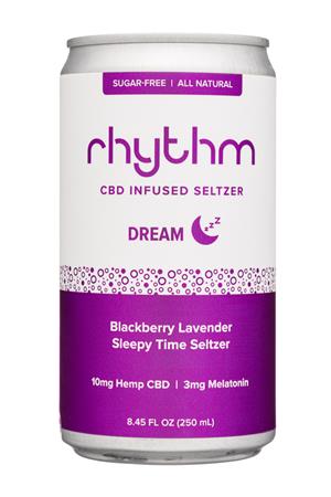 Rhythm CBD Infused Seltzer: Rhythm-8oz-2021-CBDSeltz-Dream-Front