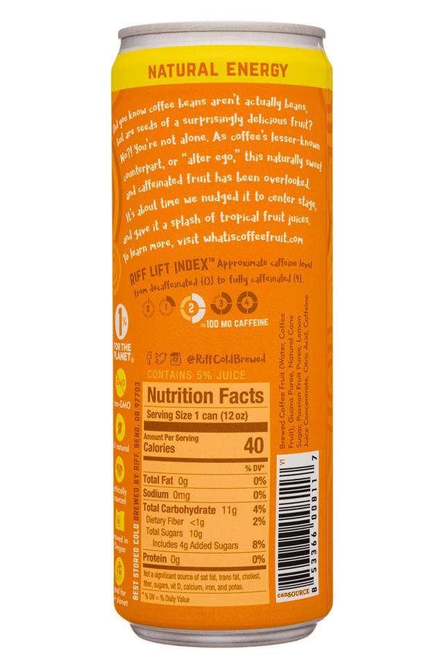 Riff Cold Brewed: Riff-12oz-2020-Sparkling-GuavaPassion-Facts