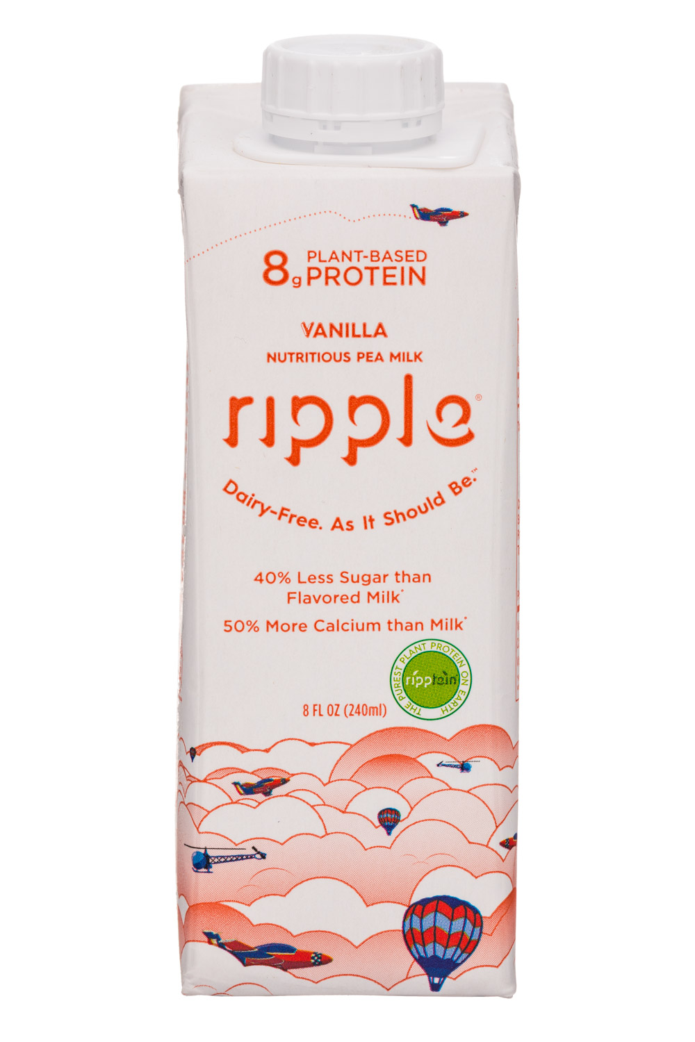 Ripple Foods: Ripple-8oz-PeaMilk-Vanilla-Front