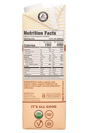 Rise Brewing Co.: RiseBrewing-32oz-2021-ColdBrew-OatMilkLatte-Facts