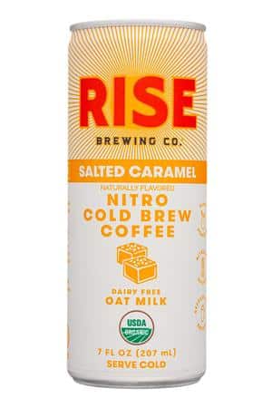 Rise Brewing Co.: Rise-7oz-2023-NitroColdBrew-OatMilk-SaltedCaramel-Front