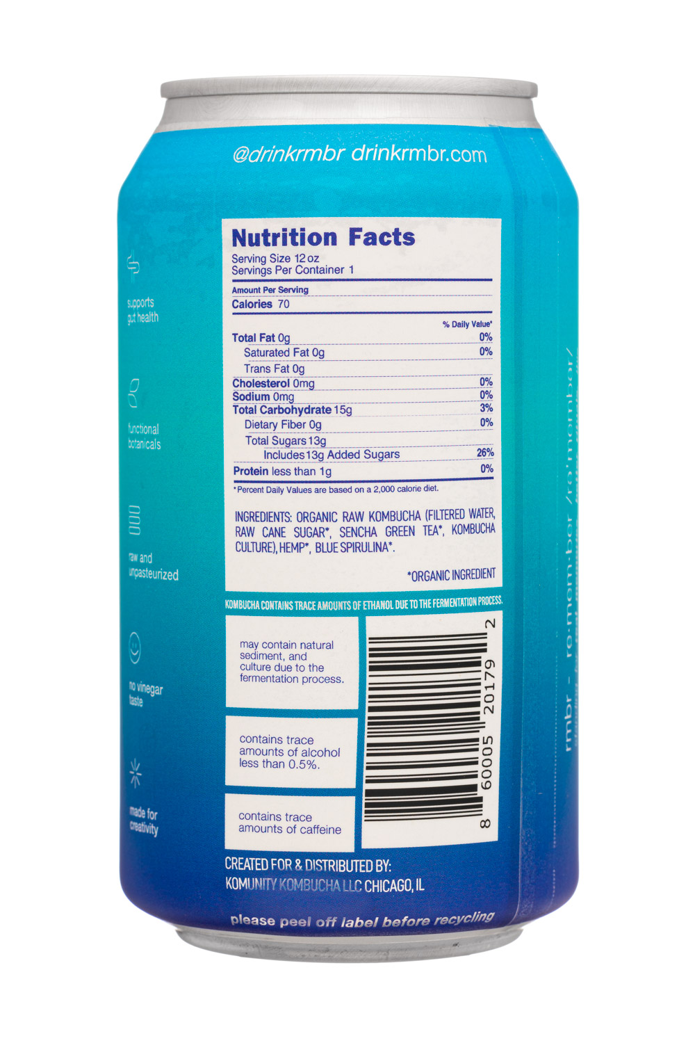 rmbr: rmbr-12oz-2025-Kombucha-BlueDream-Facts